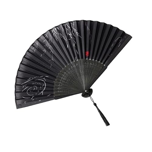MLWSKERTY Bambusklapper Handheld Lüfter Mit Weidenmuster Kühlzubehör Seidenstoff Chinesische Stile Dekorative Handwerk Seiden Dekorative Lüfter von MLWSKERTY