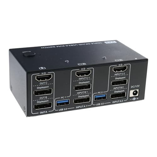 MLWSKERTY Effiziente Arbeitsbereiche Switcher Anschließen 2 Computer Mit 3 Monitoren USB3.0 Hubs 8K@60Hz Und 4K@60Hz Kompatibel von MLWSKERTY