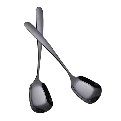 Set Von 2 Edelstahlquadrat Kopflöffel Set Ideal Für Haus Und Restaurantnutzung Mit Ergonomischem Designs Party Serviert Löffel von MLWSKERTY