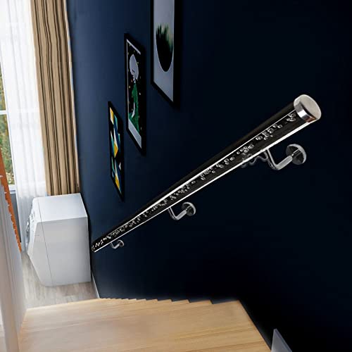 Handlauf Treppe Geländer Treppengeländer Innen Transparent Acryl Treppengeländer Endkappe aus silbernem Metall - Innen/Außen/Stufen/Garten, Ergonomisch Lang Anti-Rutsch Haltegriff 1 m/ 2 m/ 3 m/ 4 von MLYYJH