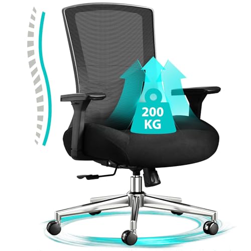 Bürostuhl, Schreibtischstuhl, Drehstuhl mit Netzbespannung, ergonomisch, gepolsterte Lendenstütze, Wippfunktion, große Sitzfläche, klappbare Armlehnen, schwarz Bürostuhl, Schreibtischstuhl, Drehstuhl mit Netzbespannung, ergonomisch, gepolsterte Lendenstütze, Wippfunktion, große Sitzfläche, klappbare Armlehnen, schwarz von MLYYYDSS