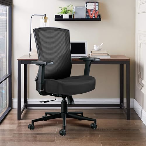 Bürostuhl Ergonomisch, Schreibtischstuhl mit Netzbespannung, Arbeitsstuhl mit Armlehnen, Chefsessel aus Mesh, höhenverstellbarer Computerstuhl 200 kg, atmungsaktiv, Wippfunktion Schwarz Bürostuhl Ergonomisch, Schreibtischstuhl mit Netzbespannung, Arbeitsstuhl mit Armlehnen, Chefsessel aus Mesh, höhenverstellbarer Computerstuhl 200 kg, atmungsaktiv, Wippfunktion Schwarz von MLYYYDSS