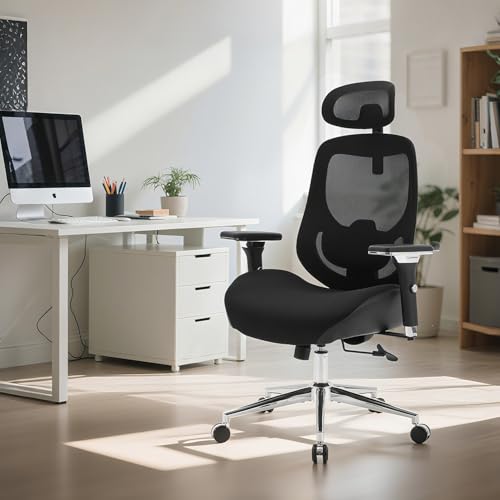 Bürostuhl Ergonomisch, Schreibtischstuhl mit Verstellbarer Kopfstütze, Armlehnen, Lendenwirbelstütze, Drehstuhl Wippfunktion, Chefsessel aus Mesh,Rückenschonend, Bürostuhl 230kg Bürostuhl Ergonomisch, Schreibtischstuhl mit Verstellbarer Kopfstütze, Armlehnen, Lendenwirbelstütze, Drehstuhl Wippfunktion, Chefsessel aus Mesh,Rückenschonend, Bürostuhl 230kg von MLYYYDSS