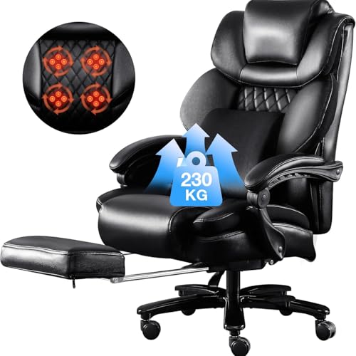 Bürostuhl mit Massagefunktion, ergonomisches Design mit großer Sitzpolsterung, Lendenwirbelstütze, Rollen, für reibungslose Mobilität im Büro, Dunkelschwarz Bürostuhl mit Massagefunktion, ergonomisches Design mit großer Sitzpolsterung, Lendenwirbelstütze, Rollen, für reibungslose Mobilität im Büro, Dunkelschwarz von MLYYYDSS