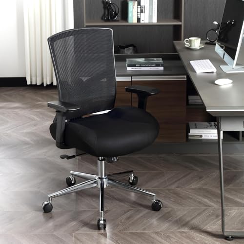 Bürostuhl mit Verstellbaren Armlehnen, Ergonomischer Schreibtischstuhl mit Netzbespannung, Lordosenstütze, Höhenverstellbarer, Gepolstertem Sitzkissen, 360° Drehstuhl, Schwarz Bürostuhl mit Verstellbaren Armlehnen, Ergonomischer Schreibtischstuhl mit Netzbespannung, Lordosenstütze, Höhenverstellbarer, Gepolstertem Sitzkissen, 360° Drehstuhl, Schwarz von MLYYYDSS