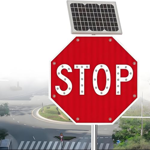 MLYYYDSS 24" / 32" blinkendes Stoppschild, solarbetriebenes, blinkendes, reflektierendes LED-Warnschild für den Straßenverkehr, achteckige Verkehrsschilder aus Aluminium 60 * 60cm MLYYYDSS 24" / 32" blinkendes Stoppschild, solarbetriebenes, blinkendes, reflektierendes LED-Warnschild für den Straßenverkehr, achteckige Verkehrsschilder aus Aluminium 60 * 60cm von MLYYYDSS