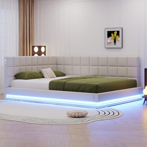 Polsterbett mit LED und USB-Anschluss, Bettgestell mit Lattenrost,Tagesbett Schlafsofa Samtstoff Bettsofa Gästebett Jugendbett, ohne Matratze,White-160 * 200cm Polsterbett mit LED und USB-Anschluss, Bettgestell mit Lattenrost,Tagesbett Schlafsofa Samtstoff Bettsofa Gästebett Jugendbett, ohne Matratze,White-160 * 200cm von MLYYYDSS