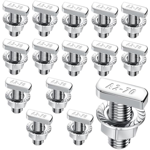 15 Stück M8x20mm Hammerkopfschrauben – Edelstahl A2-70 – Mit Sperrzahnmuttern & Flanschmuttern – Für PV-Solar Montageschienen, Gewächshaus & Photovoltaik von MLZTINGR