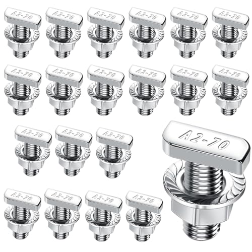 25 Stück M8x20mm Hammerkopfschrauben – Edelstahl A2-70 – Mit Sperrzahnmuttern & Flanschmuttern – Für PV-Solar Montageschienen, Gewächshaus & Photovoltaik von MLZTINGR