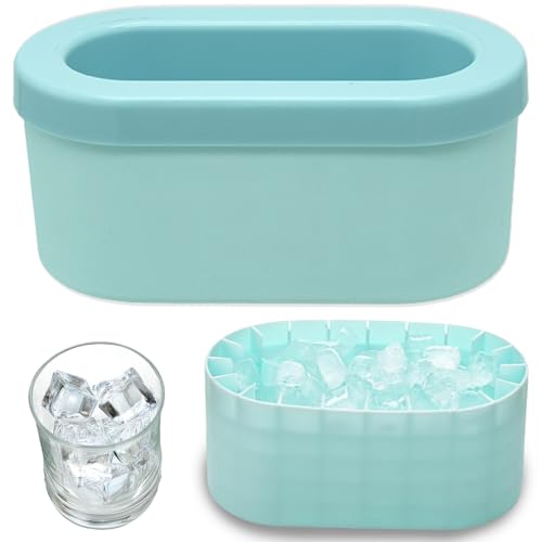 Eiswürfelform aus Silikon – Wiederverwendbare Mini Eiswürfelformen rund in Blau, Silikon Eiswürfelbehälter mit Deckel – Eiswürfelbereiter für Gefrierschrank Eiswürfelform aus Silikon – Wiederverwendbare Mini Eiswürfelformen rund in Blau, Silikon Eiswürfelbehälter mit Deckel – Eiswürfelbereiter für Gefrierschrank von MLZTINGR
