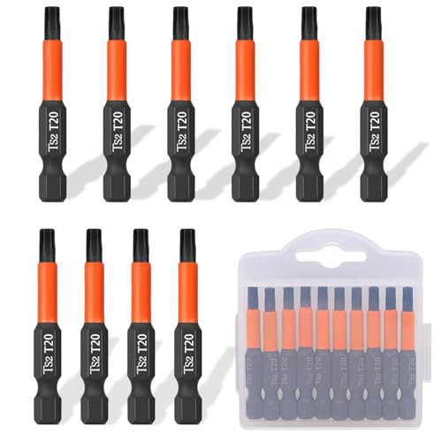 T20 Schrauber Bit Set - 10 Torx Bits, 50mm Länge, 1/4" Sechskantschaft, mit praktischer Spender-Box für DIY & Handwerk - Langlebig & Präzise von MLZTINGR
