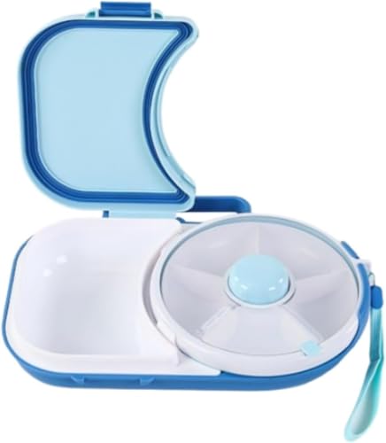 MLordoarf Kinder Snackbox mit Fächern und Deckel, Snackbox mit fächern, Multifunktionale Baby Snack Spinner mit Tragbarem Box Set, Sicher Versiegelter Snackteller für Kleinkinder, Zuhause von MLordoarf