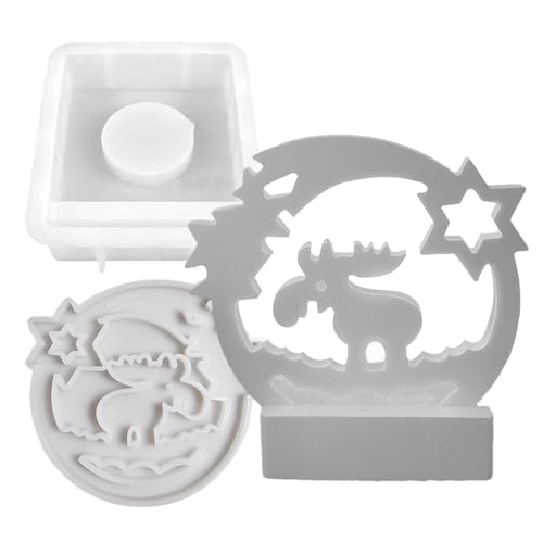 MLqkpwy Weihnachtskerzenhalterform, Kerzenhalterform aus Harz für Weihnachten Teelicht | Elchbeton Kerzenhalter Form | Zement-Kerzenständer Form Zementform Zementform Formen von MLqkpwy