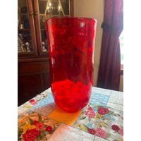 Persimmon Große Kunst Glas Swirl Vase von MLvintagetreasures