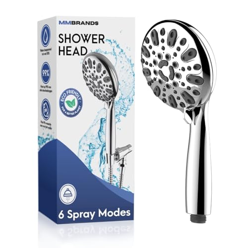 MM Brands Wassersparender Duschkopf, Regendusche mit 6 Strahlarten Hochdruck Handbrause Duschkopf Duschbrause Sparduschkopf - Chrom von MM Brands