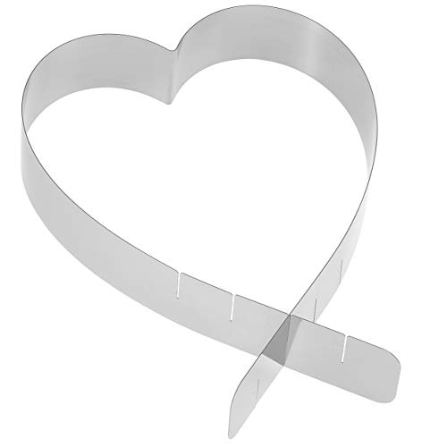 Herz Tortenring – Edelstahl, Made in Germany – Tortenring Herz verstellbar, 4 Größen – kann als Backform Herz verwendet Werden oder zum Dekorieren von Kuchen und Torten für Lieblingsmenschen von 4smile