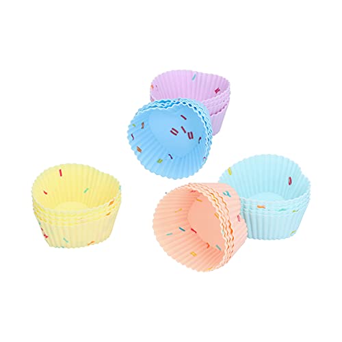 20pcs Silikon Backbecher leuchtende Farben niedliche Formen wiederverwendbarer Kuchen machen Formen für Donuts Puddings (Herzförmiger Anzug 20 Prozent) von MMABEUTF