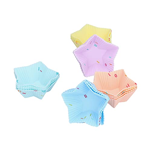 20pcs Silikon Backbecher leuchtende Farben niedliche Formen wiederverwendbarer Kuchen machen Formen für Donuts Puddings (Sternset 20pcs) von MMABEUTF