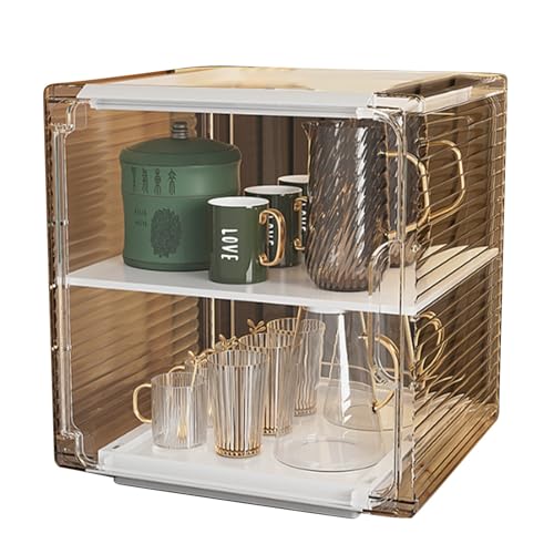 Acryl Wasser flasche Organizer Robust staub dicht leicht zu reinigen Wasser flaschen Aufbewahrung halter Desktop-Cup-Rack für Küche Wohnzimmer (Mittel 2 Schicht weiß) von MMABEUTF