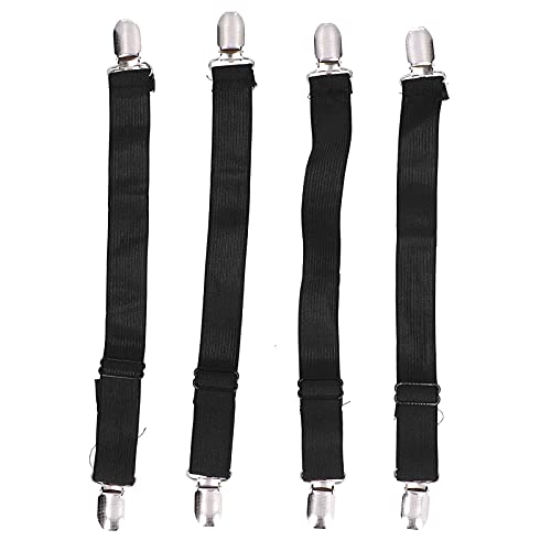Für 4PCS verstellbare Bettladerelemente Hosenträger, Klammernhalter für elastische Blechbänder (Schwarz) von MMABEUTF