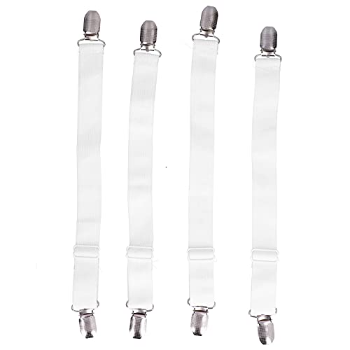 Für 4PCS verstellbare Bettladerelemente Hosenträger, Klammernhalter für elastische Blechbänder (Weiß) von MMABEUTF
