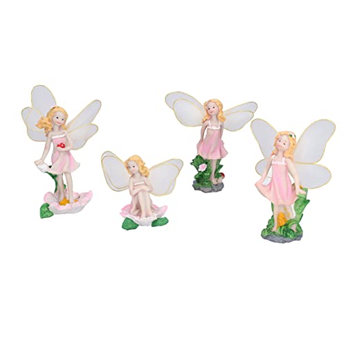 Für Blumen feen, 4 Stück Figuren Statue, Harz Miniatur, Garten/Heim Ornament von MMABEUTF