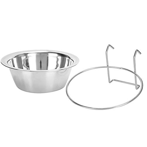 Für Haustier, für Edelstahl, Hängeschüssel, haltbarer Wasser und Futtertopf für Hunde und Katzen, mit fester Halterung zum Aufhängen am Käfig von MMABEUTF