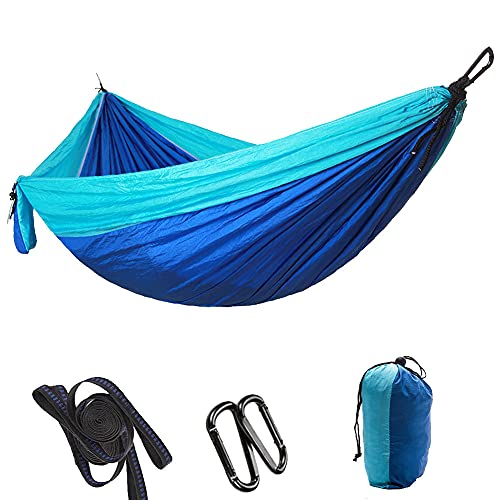 Hängematte Hanging Bett Camping Swing für Outdoor -Reise Nylon drehen 275 * 140 cm hellblau+königsblau (Himmelblau, um in Baolan zu konkurrieren) von MMABEUTF