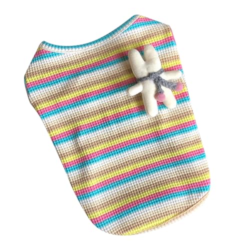 Hunde Sommerweste stilvolle atmungsaktive Baumwollstreife Tanktops täglich Outdoor -Reise Camping Walking (Hellblauer Streifen) von MMABEUTF