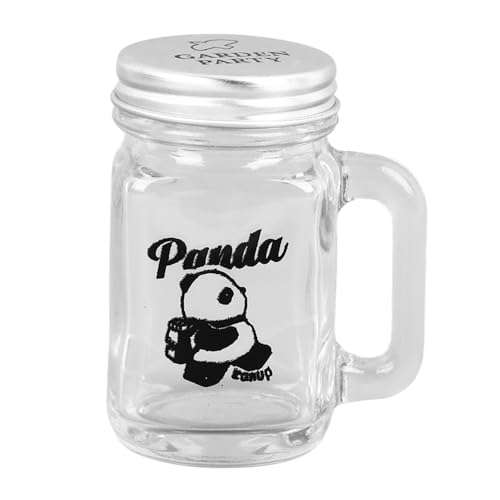 Klares Glas -Glas -Panda -Muster dickes Griff luftdichtem Deckel hoher temperaturbeständiger Mini Joghurt Jar Travel Family Office (Panda wandern) von MMABEUTF