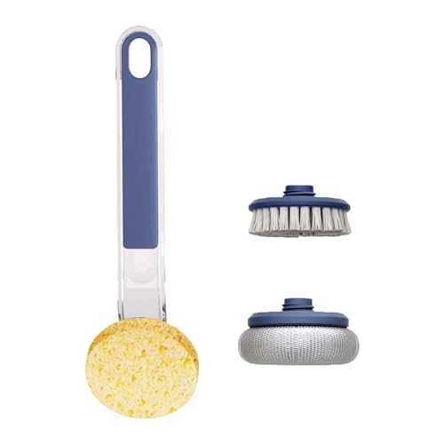 Küchengeräte-Bürsten 3 in 1 er Griff Topf pfanne Schwamm wäscher Pinsel Reinigungs werkzeug Set (Marineblau) von MMABEUTF