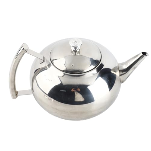 MMABEUTF 201 Edelstahl-Teekannen-Kaffee-Teekanne Kessel mit abnehmbarem Infuserfilter stabil hitzebeständiger V-Shape Spout für Heimküche Silber 2L von MMABEUTF