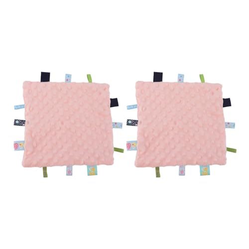 MMABEUTF 2pcs Infant -Tags Sicherheitsdecke reine Baumwolle 3D -Partikel Sensorische Entwicklung Baby Komfortdecke mit farbenfrohen Tags (Rosenate) von MMABEUTF