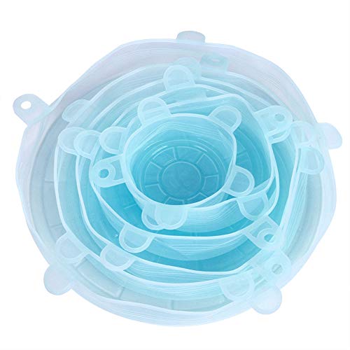 MMABEUTF 6pcs/Set Silikon wiederverwendbares dehnbares Lebensmittelfruchtkonservierungsdeckel Deckel für Schüsselküchenversorgungen (Blau) von MMABEUTF
