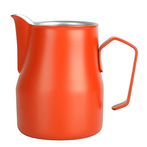 MMABEUTF Edelstahlmilch Schaum Tasse Latte Art Coffee Pitcher für Cafésgeschäfte und Milch Tee Shop (Orange) von MMABEUTF