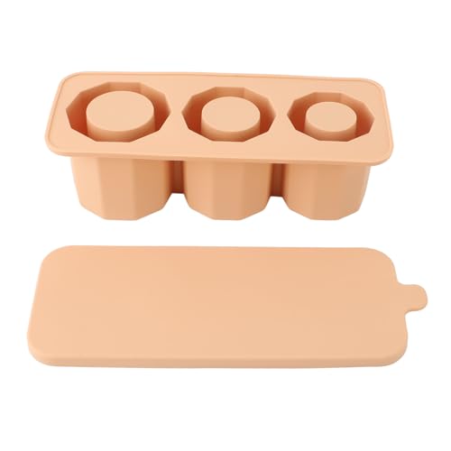 MMABEUTF Für Becher für Eisform, Silikon, 3 Hohlraum, Hohlzylinder, einfache Füllung für Whisky -kaltes Getränk (Bernstein) von MMABEUTF