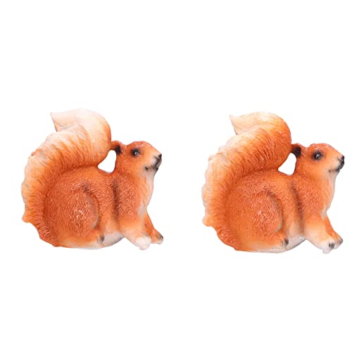 MMABEUTF Für Eichhörnchen, 1 Paar Miniaturharzfiguren - Eichhörnchenstatue -Skulptur -Ornament für Gartenrasendekoration von MMABEUTF