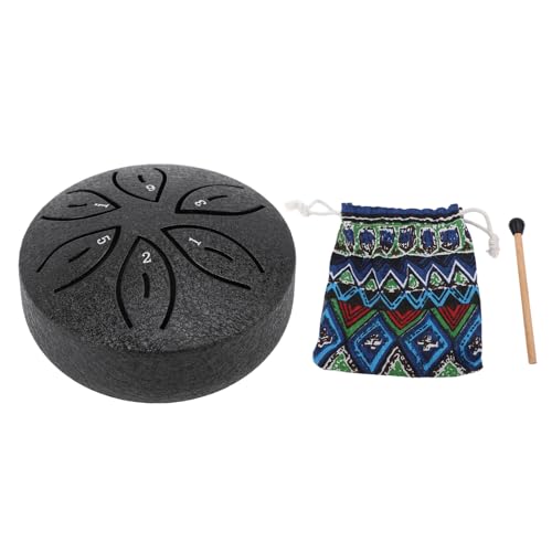 MMABEUTF Für Miniatur, für Stahlzungentrommel, 3 Zoll 6 Noten Regentrommel, Percussion Instrument für Außengarten (Schwarz) von MMABEUTF
