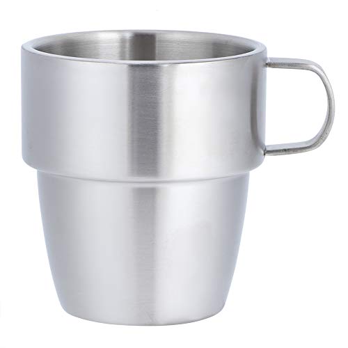 MMABEUTF Haushalt 304 Edelstahl Doppels chicht Kaffeetasse Becher mit Griff für Coffee Shop 300ml von MMABEUTF