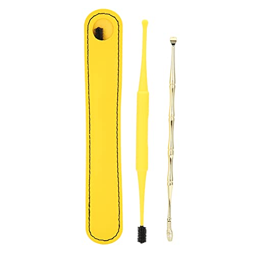 MMABEUTF Ohrpickel Ohrschauer Entfernung Werkzeug Dual Head Feder Weichbürstenreiniger Set Set (Gelbe Farbe) von MMABEUTF