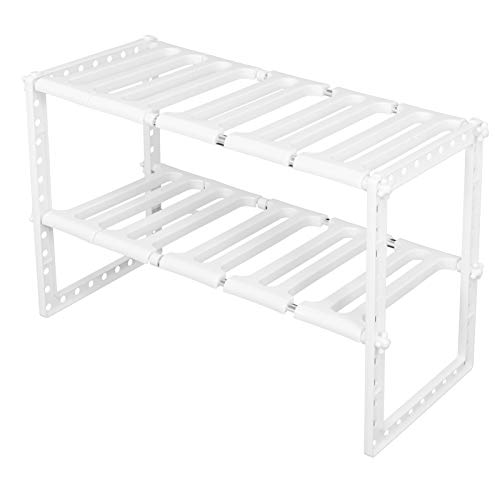 MMABEUTF Teleskope 2 -Tier -Waschbeckenkabine Schrank Organizer Lagerregal Küche Badezimmer Weiß weiß von MMABEUTF