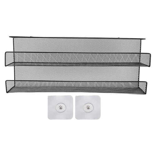 MMABEUTF Unter dem Schreibtisch Lagerkorb Iron Dual Layer Kabelmanagementregal für Home Office Schwarz (Klein) von MMABEUTF