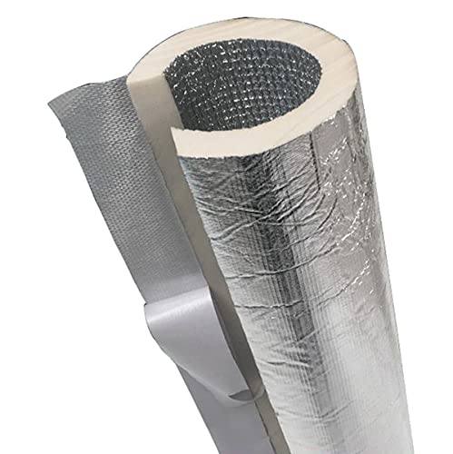 Rohrisolierung Schaum Halb Split Selbstklebend Isolierung Rohr, Wandstärke 20 mm, Aluminiumfolien Isolierschlauch, Flammschutzmittel Und Frostschutzmittel ( Size : Inner diameter:27mm ) von MMBZ