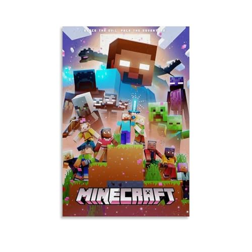 MMCJUH Minecraft Wandkunst, buntes dekoratives Poster, Kunst, Leinwand, Geschenk für Freunde, Wohnzimmer, Schlafzimmer, ungerahmt, 30 x 45 cm von MMCJUH