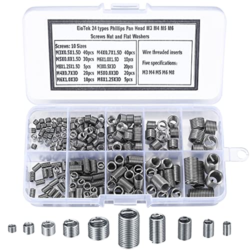200 Stück Helicoil Set, Edelstahl Drahtgewinde Reparatur Einsatz Sortiment, Drahtgewindeeinsätze, M3 M4 M5 M6 M8 gewindereparatursatz, Helicoil Typ Schraube Reparatur Hülsen Laufdraht Gewinde von MMDBD