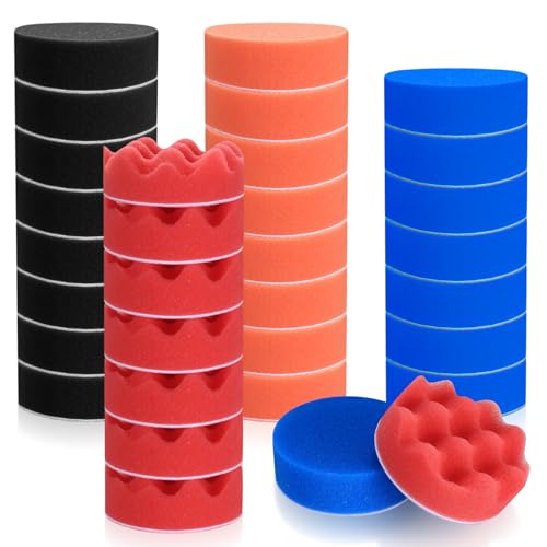 MMDBD 32 Stück Auto Polierschwamm Auto Polierpads Set, 8cm Polierschwämme Pads, Polieraufsatz Winkelschleifer, Polierpad Polierset, Polierteller Pad Set zum Polieren Schleifen Wachsen Poliermaschine von MMDBD