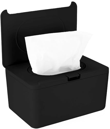 Feuchttücher Box für Feuchtes Toilettenpapier Box,Nachfüllbare Feuchttuchbox, Feuchtuchspender, Feuchttücherbox Aufbewahrungsbox für Feuchttücher Toilette Zuhause Büro Auto (Schwarz) von MMDBD