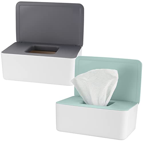 MMDBD 2 Stück Feuchttücher Boxen, Toilettenpapier Box, Taschentuchspender, Serviettenbox mit Deckel, Taschentuchhalter, Feuchttuchbox Aufbewahrungsbox für Zuhause, Büro von MMDBD