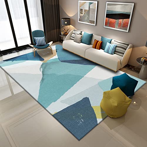 Home Teppich Wohnzimmer Schlafzimmer Einfaches hellblaues geometrisches für Wohnzimmer, Schlafzimmer, Kinderzimmer—200*300cm von MMDSNX