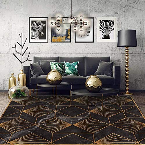 Home Teppich Wohnzimmer Schlafzimmer Leichter, luxuriöser, geometrischer Goldfaden aus Schwermetall Wohnzimmer/Schlafzimmer/Arbeitszimmer/Couchtisch 200x300CM von MMDSNX